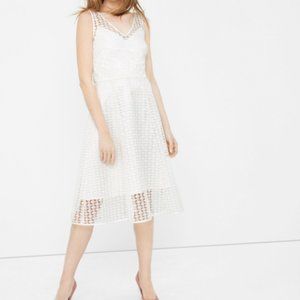 White House Black Market Cream Eyelet Lace Dress